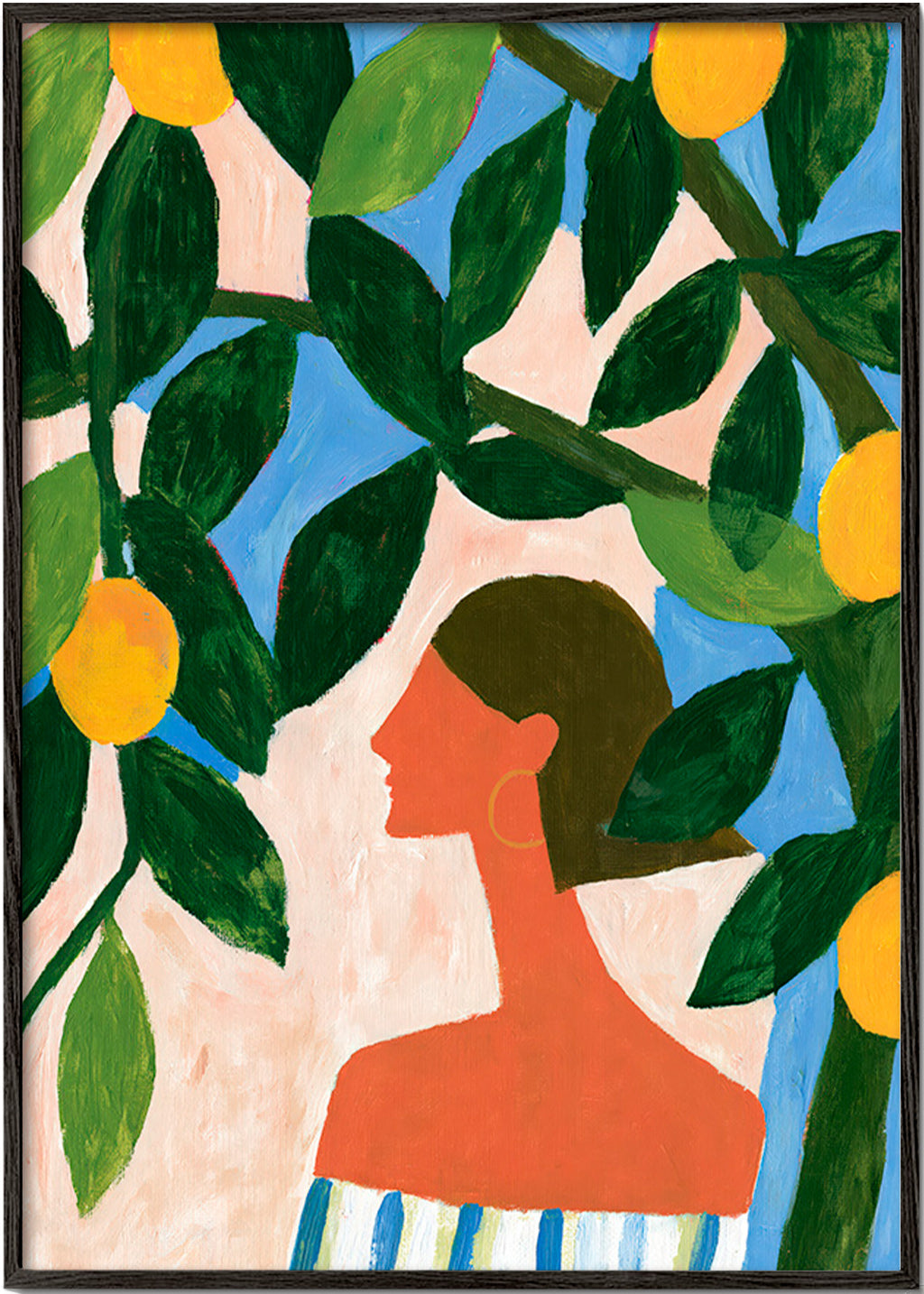 Botanisk poster: profil bland citronträd
