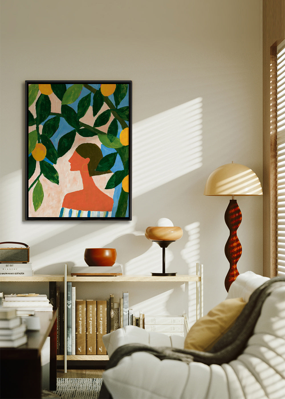 Botanisk poster: profil bland citronträd