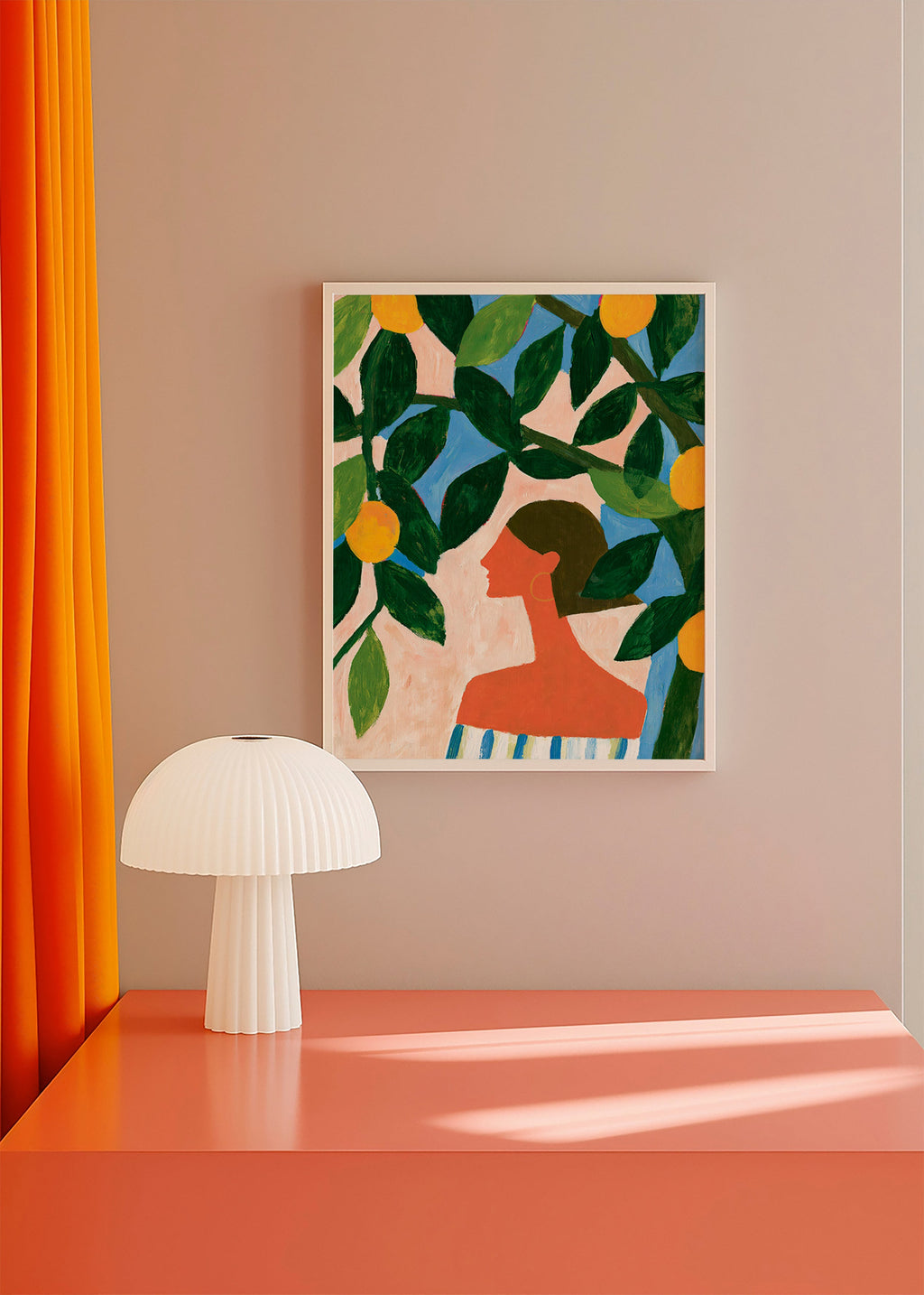 Botanisk poster: profil bland citronträd