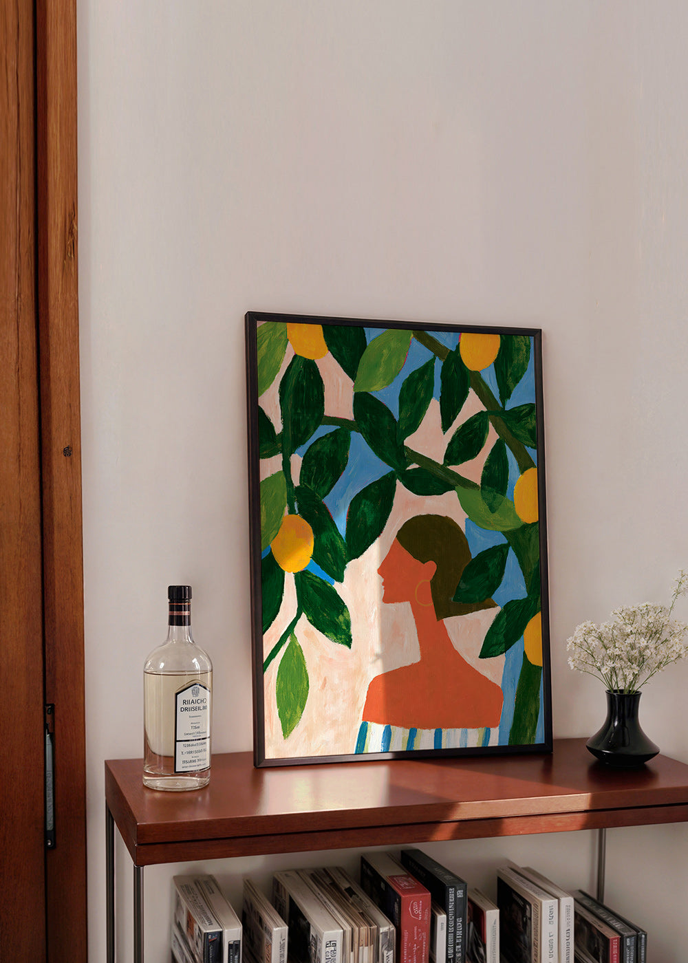 Botanisk poster: profil bland citronträd