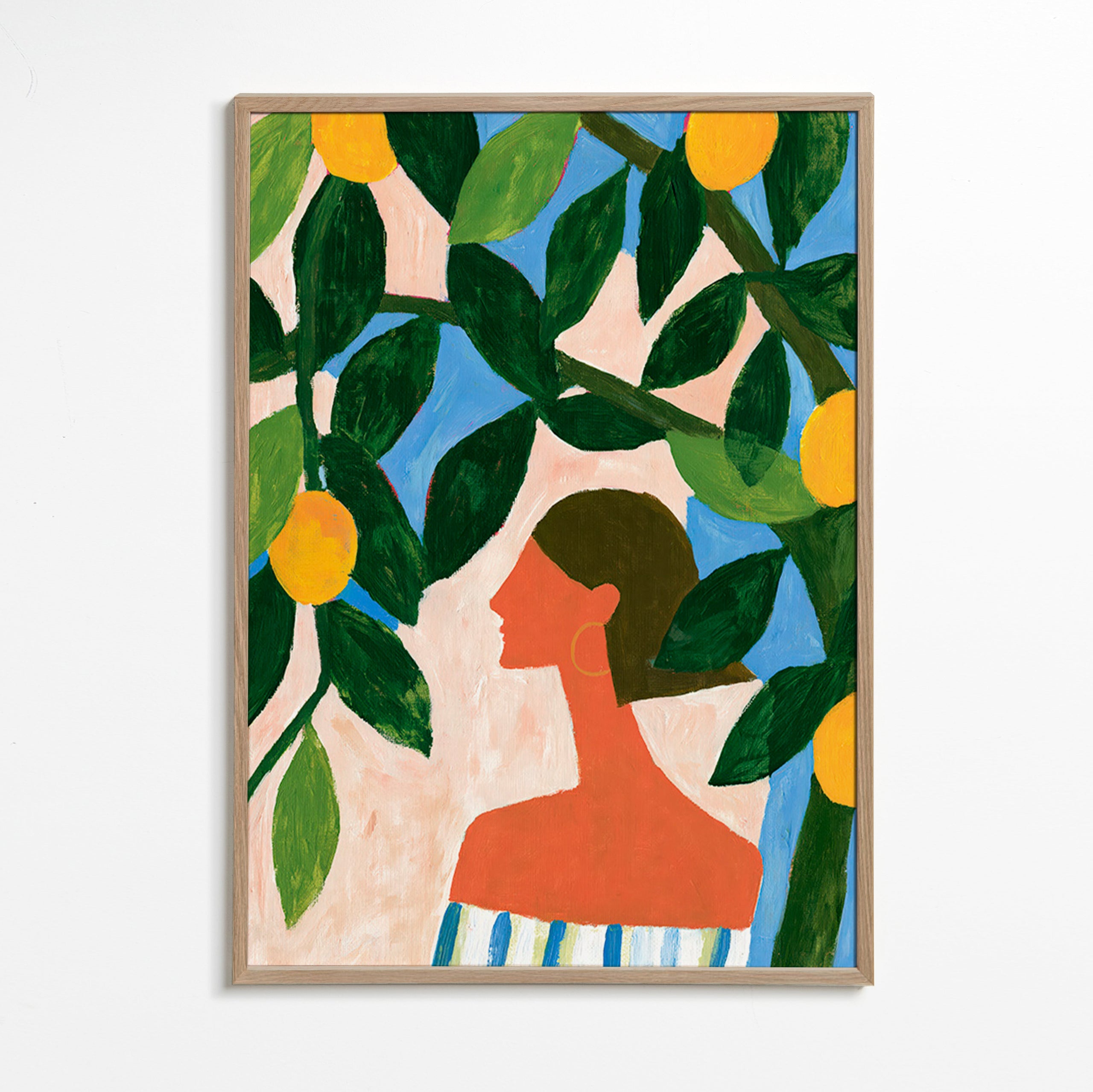 Botanisk poster: profil bland citronträd