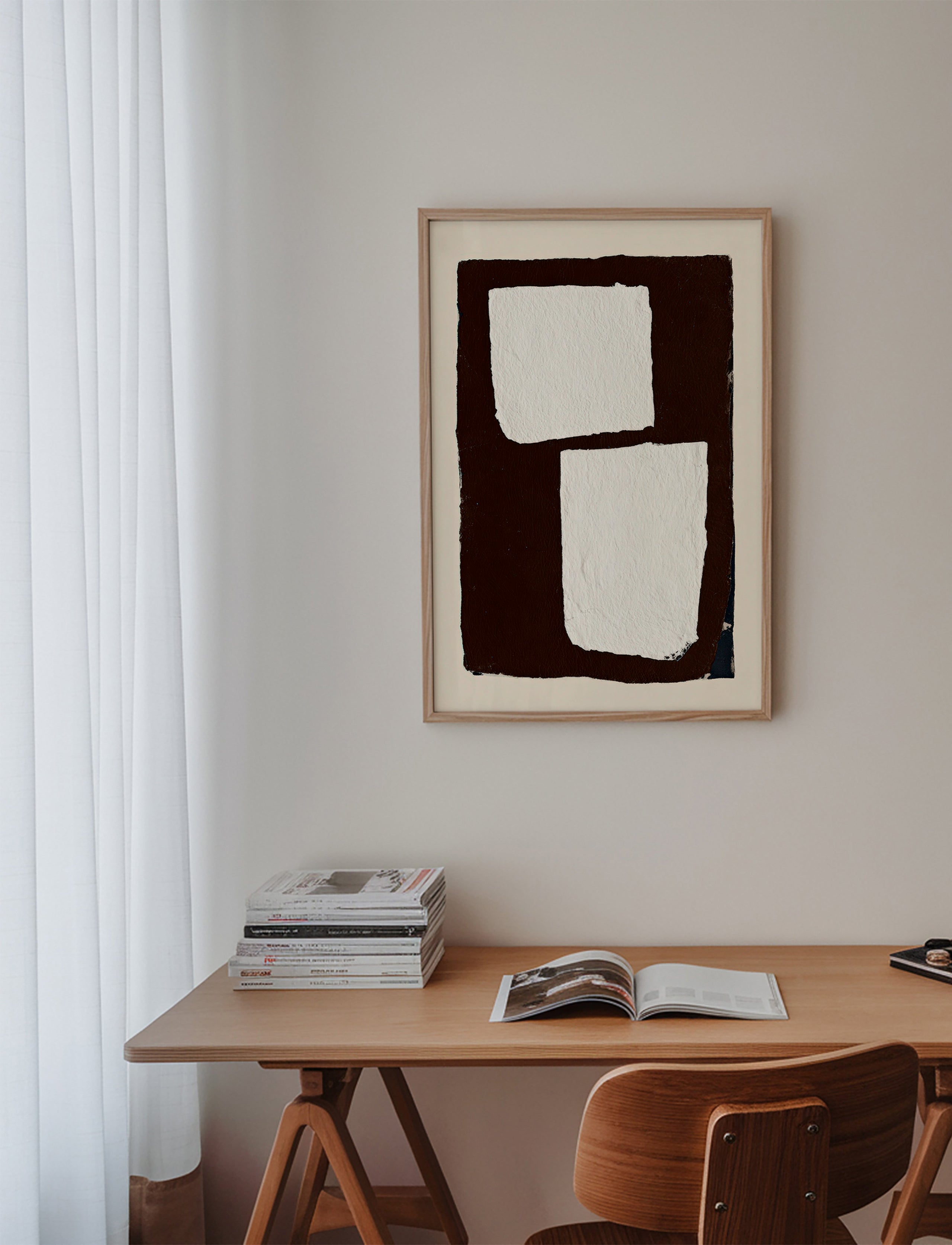 Abstrakt konst mocha med vita block