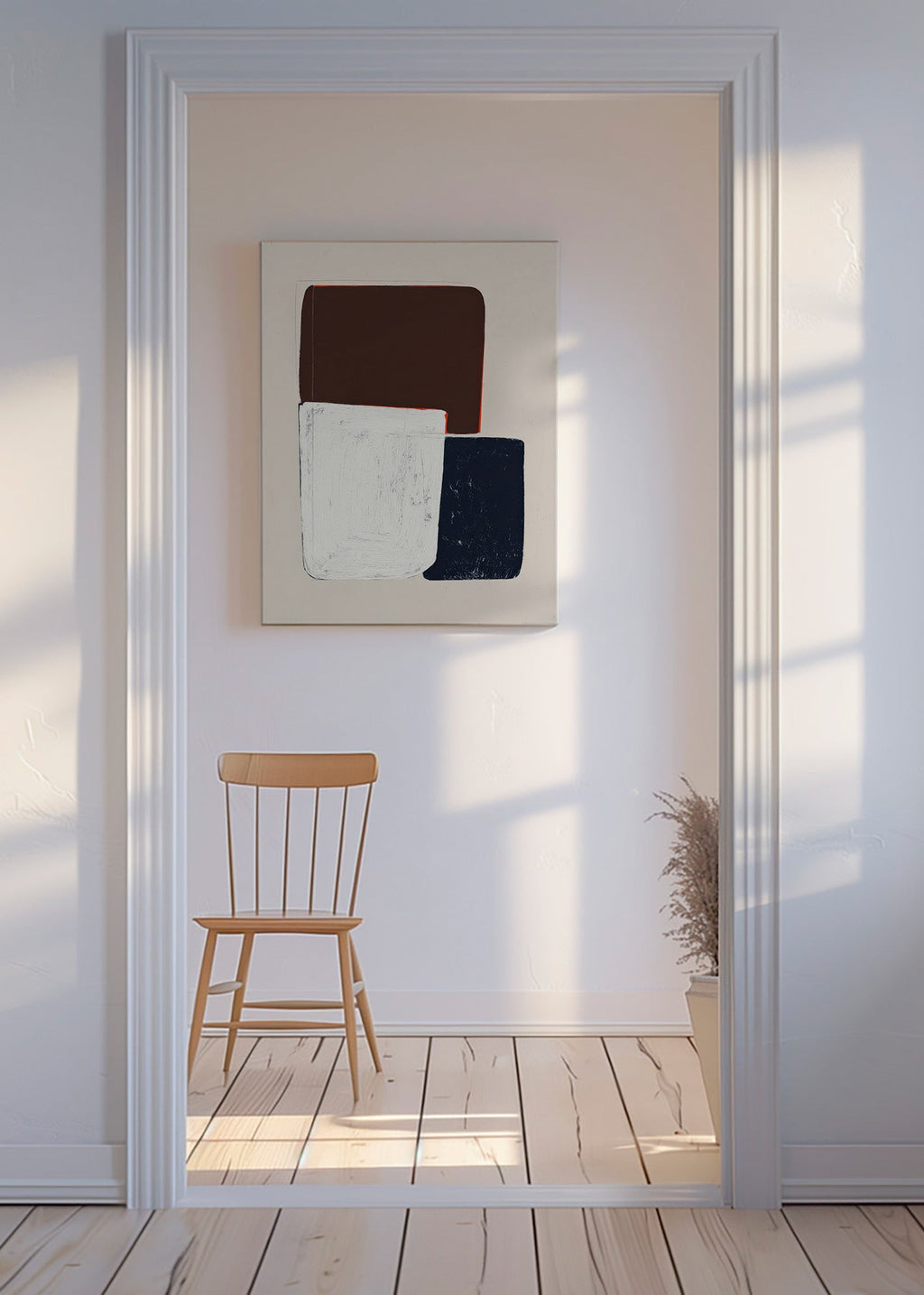 Geometrisk tavla med staplade former