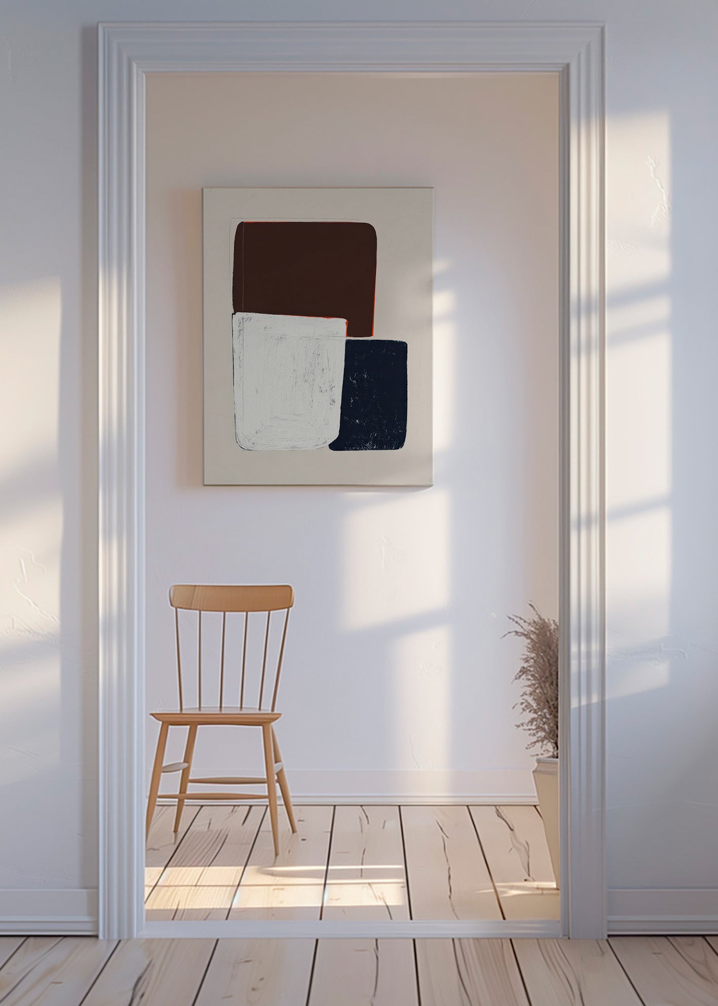 Geometrisk tavla med staplade former
