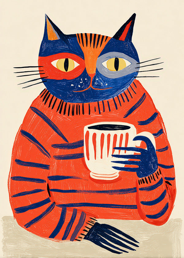 Kökskonst med kaffe-katt