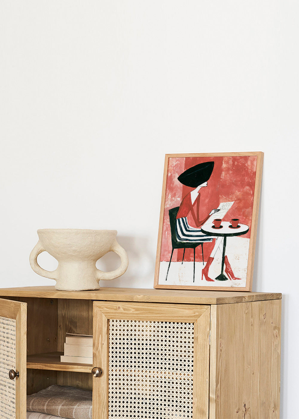 Kökskonst kvinna med kaffe
