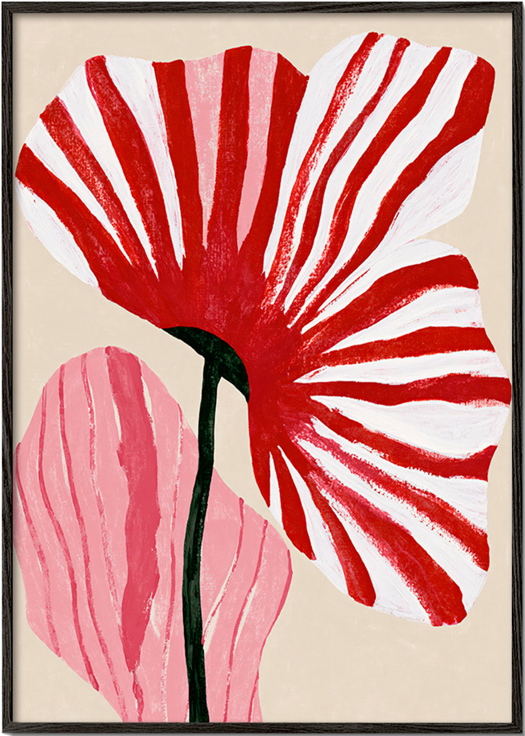 Botanisk poster med röda randiga kronblad