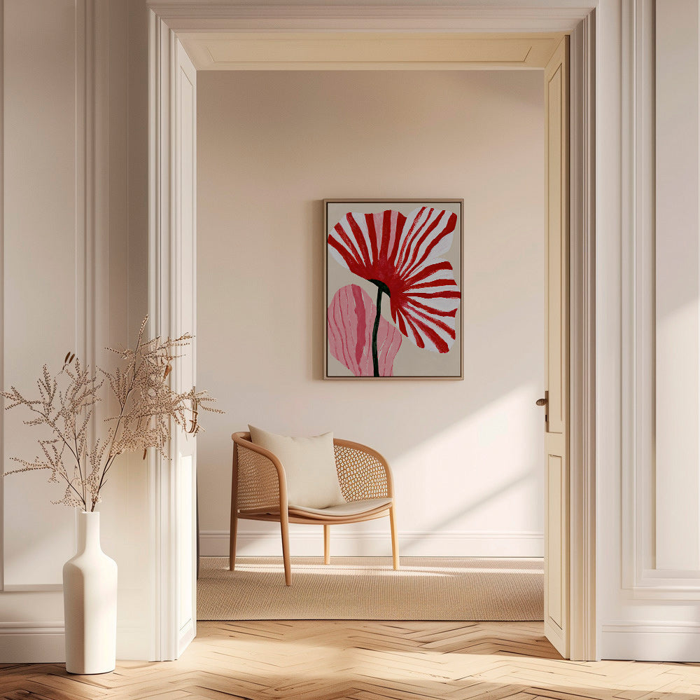 Botanisk poster med röda randiga kronblad