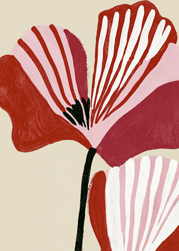 Botanisk poster Twin Petals rosa och röd