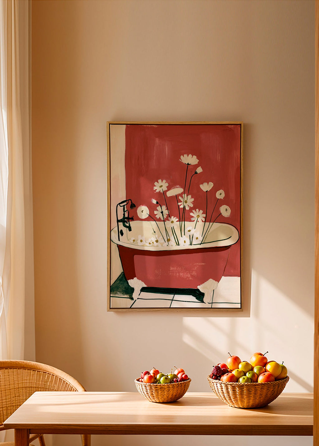 Botanisk poster med blommor i badkar