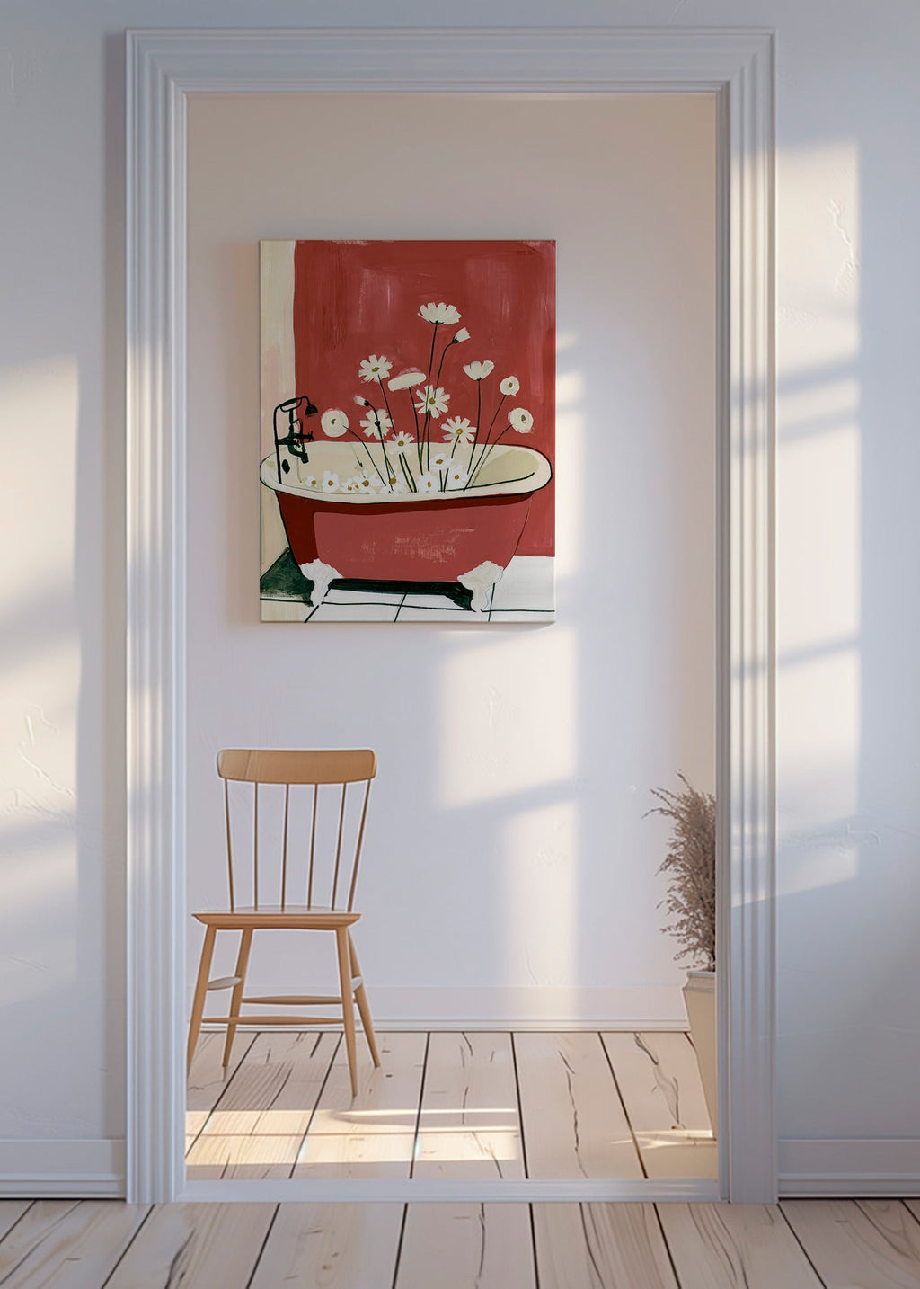 Botanisk poster med blommor i badkar