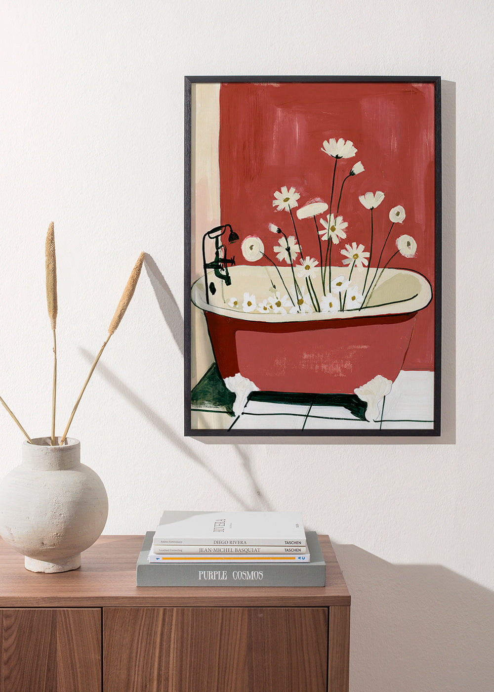 Botanisk poster med blommor i badkar