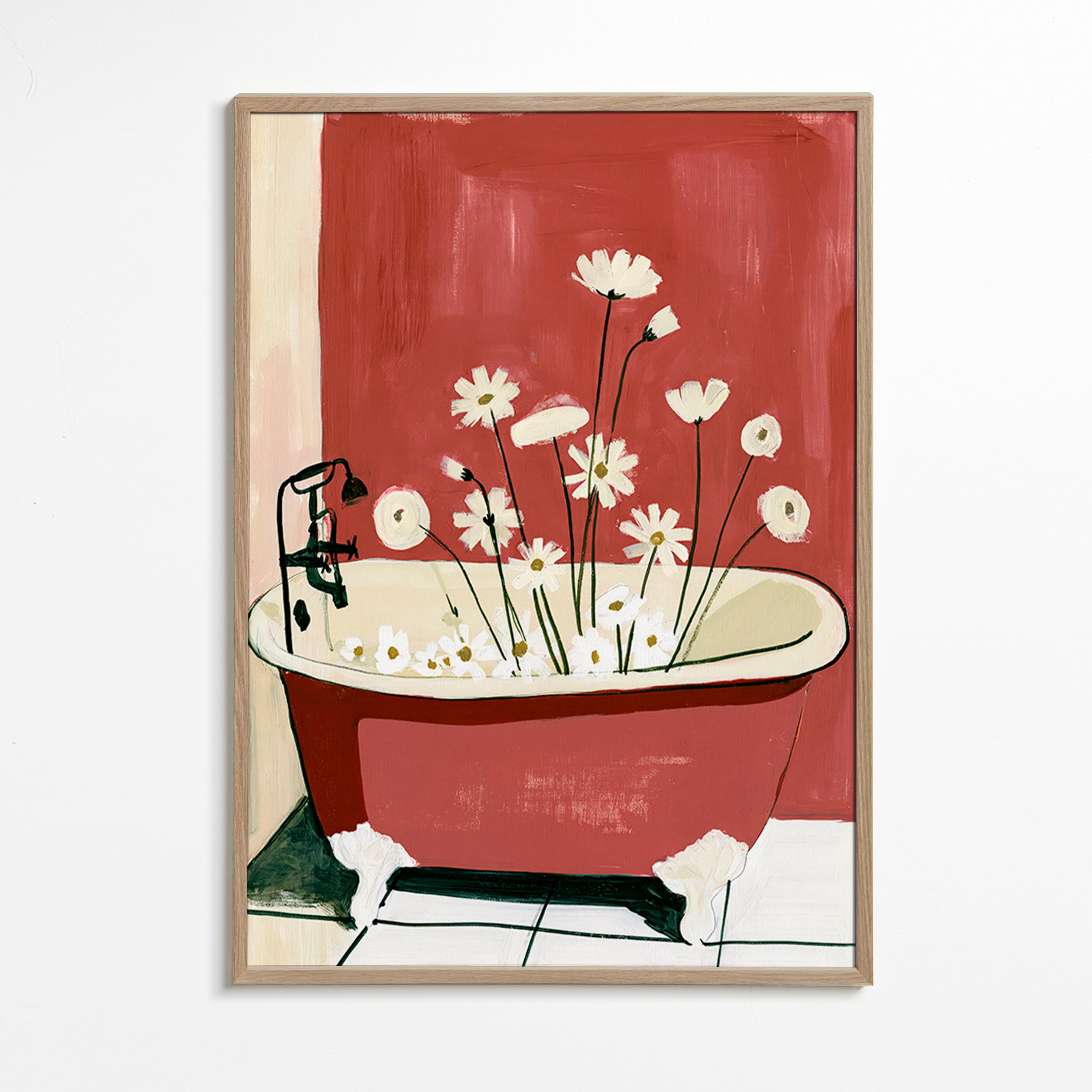 Botanisk poster med blommor i badkar