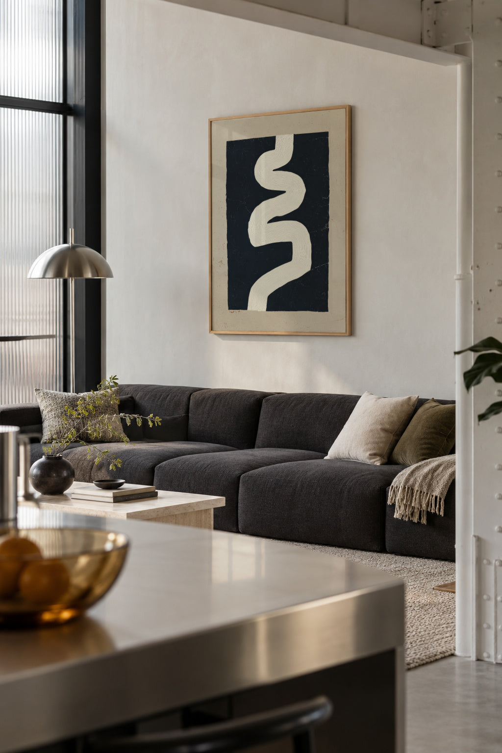White Curve - Framed poster in an interior