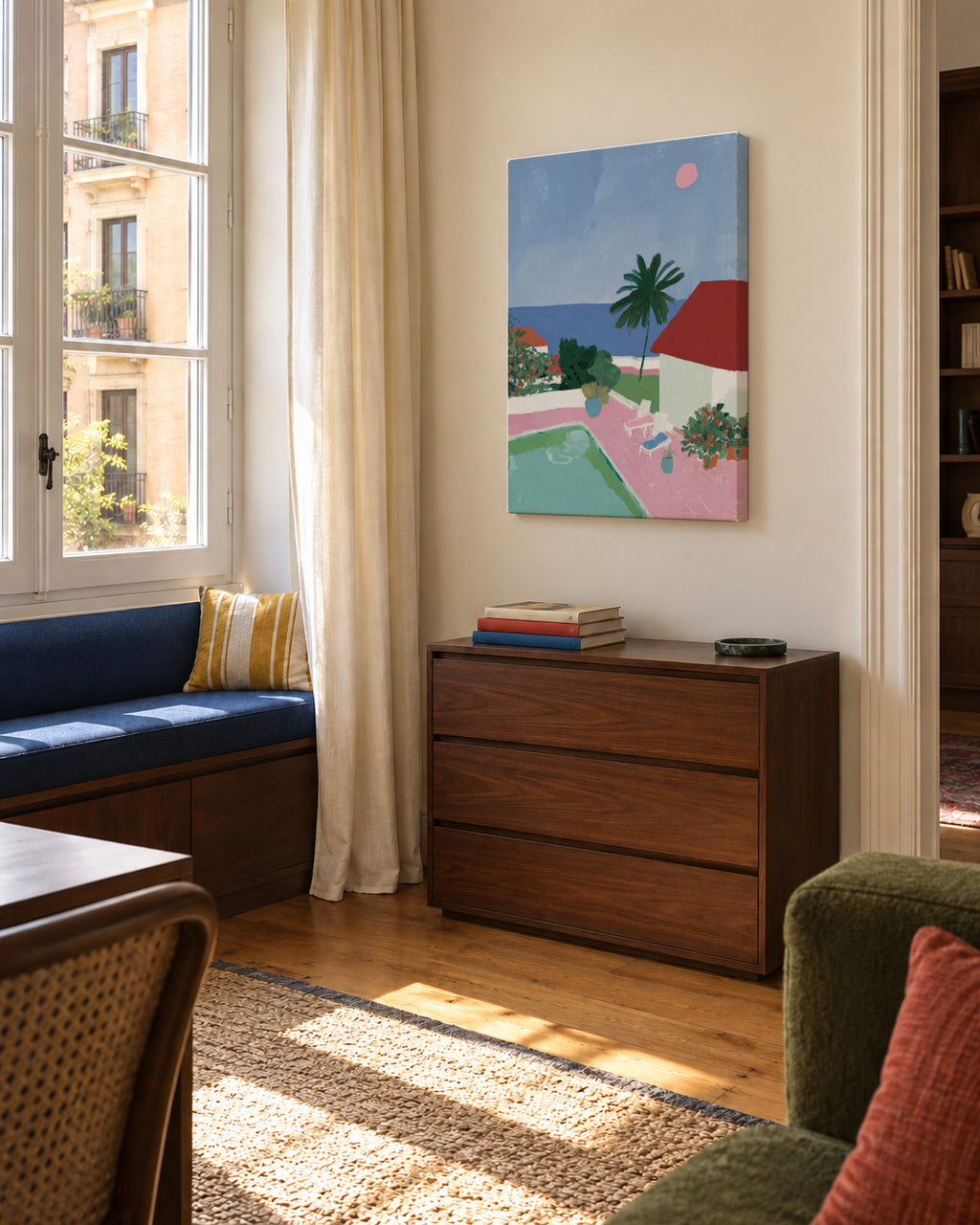 Pink Hillside - Unframed canvas in an interior