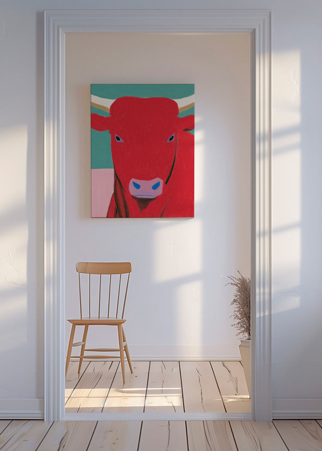 Rött tjurporträtt i modern stil