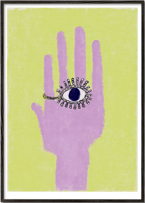 Illustration hand med öga i handflatan
