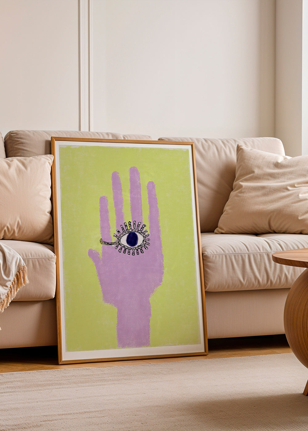 Illustration hand med öga i handflatan