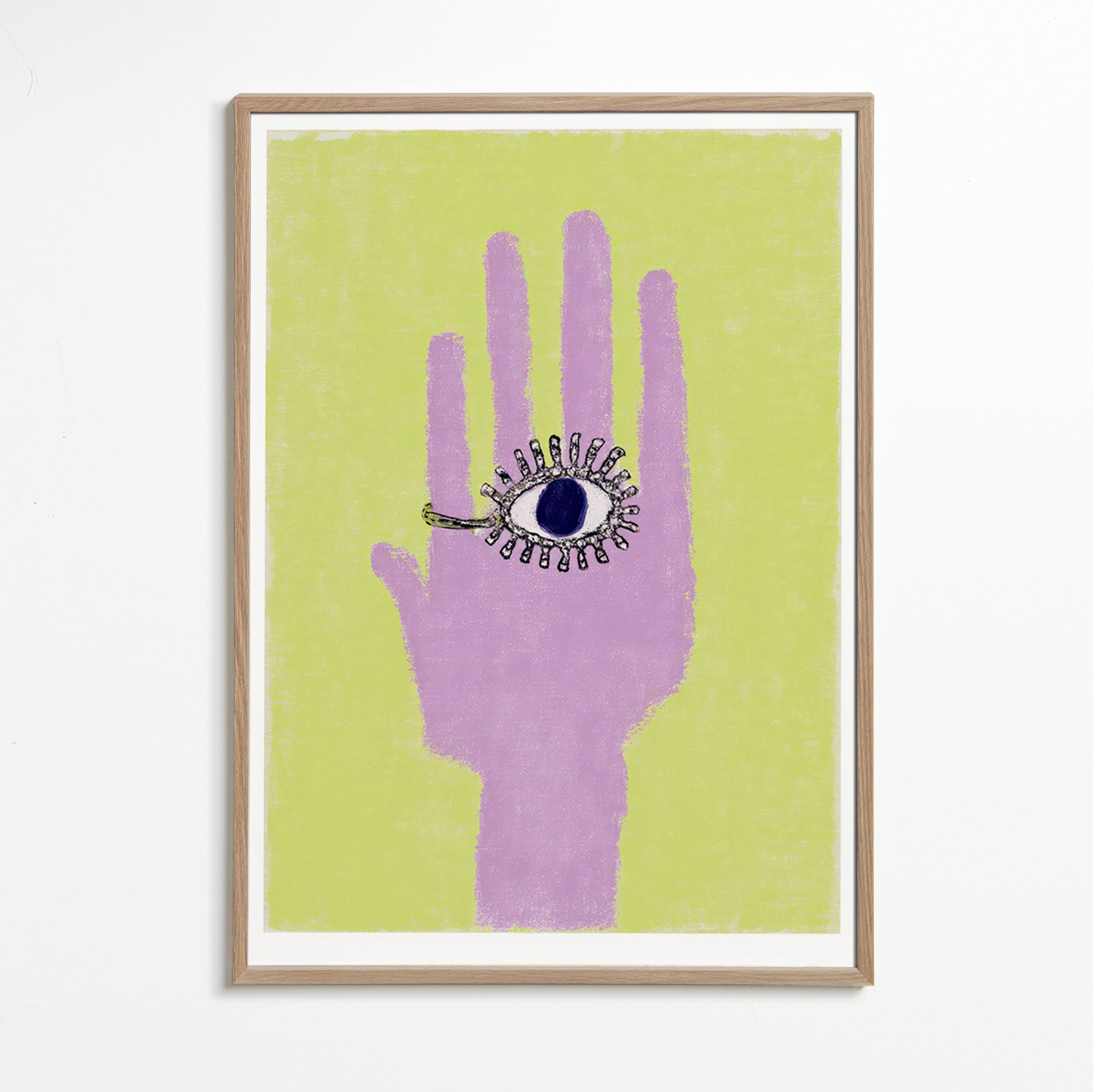 Illustration hand med öga i handflatan