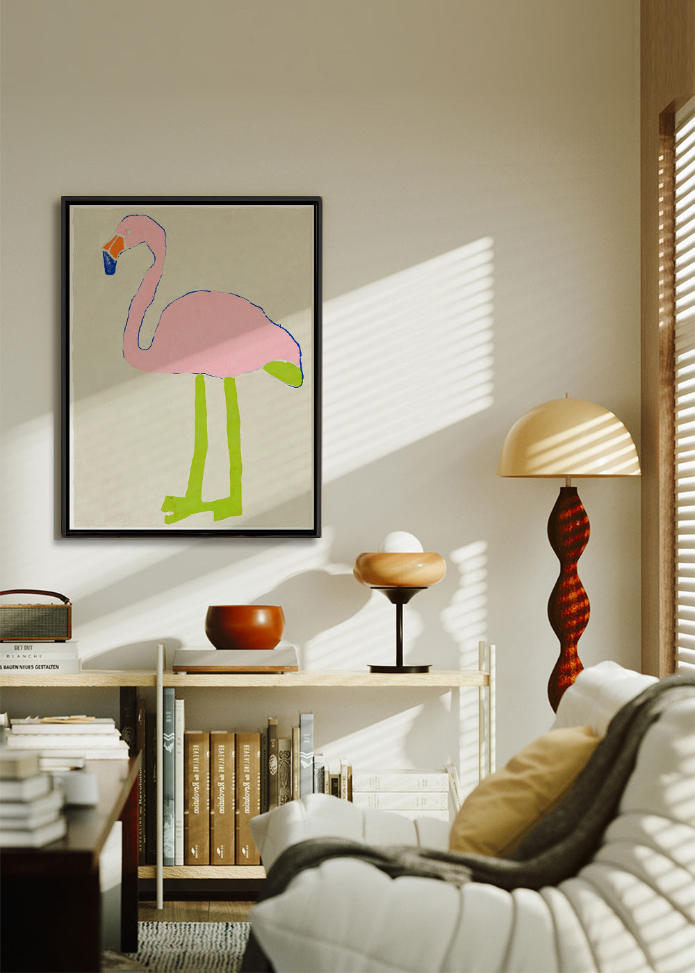 Rosa flamingo konsttryck