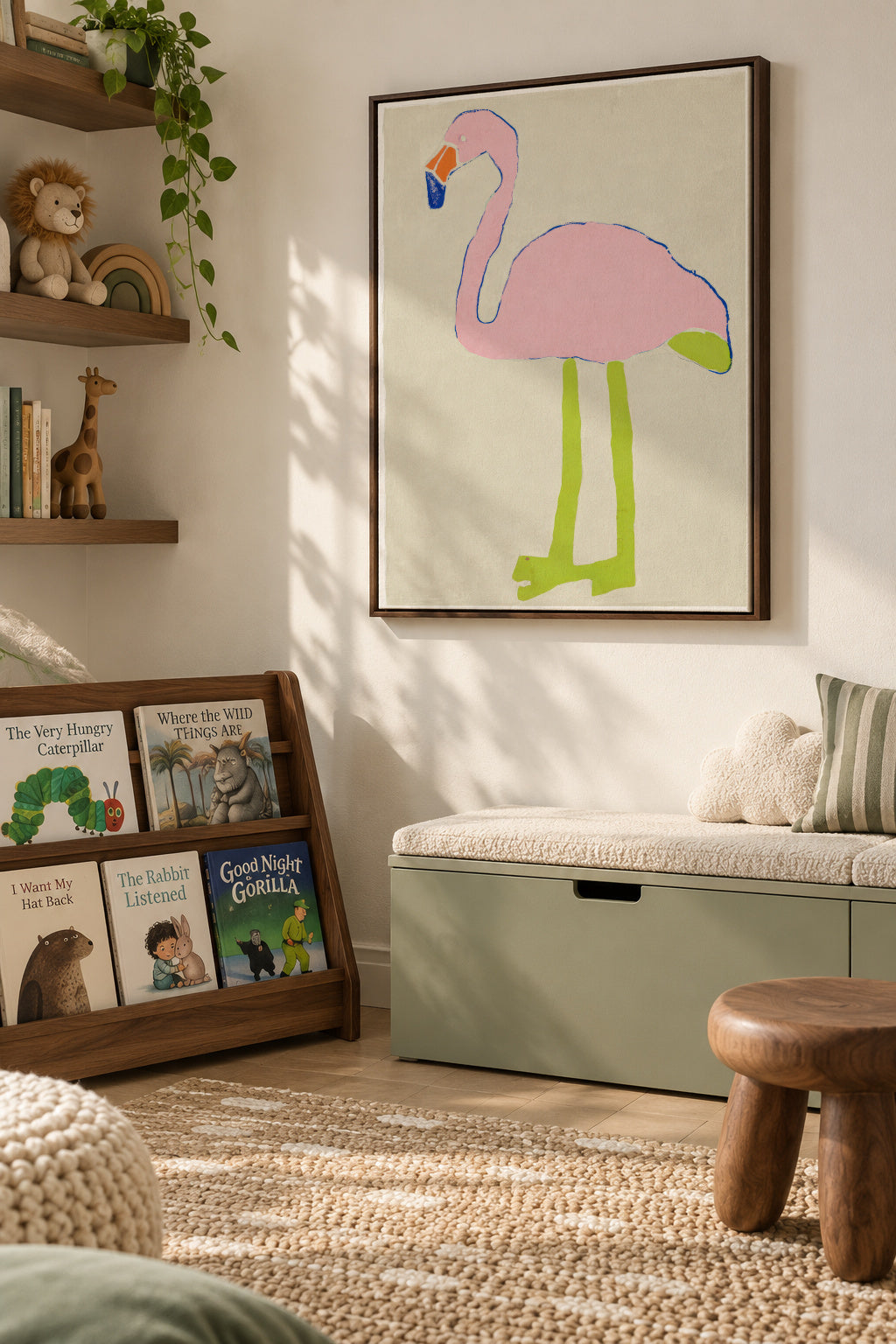 Pink Flamingo - Framed canvas in an interior