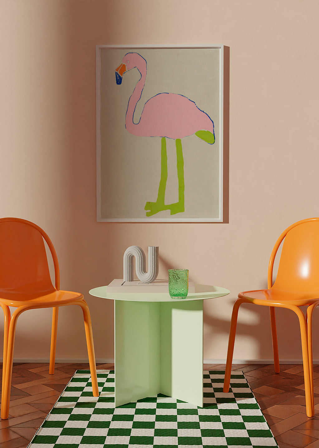 Rosa flamingo konsttryck