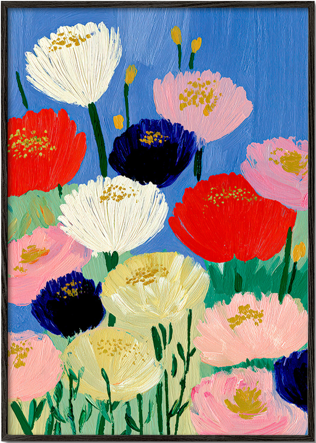 Botanisk poster med målade penselblommor