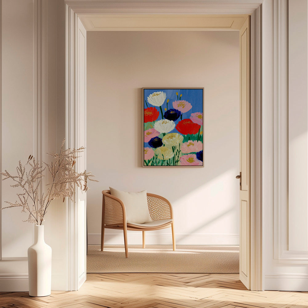 Botanisk poster med målade penselblommor