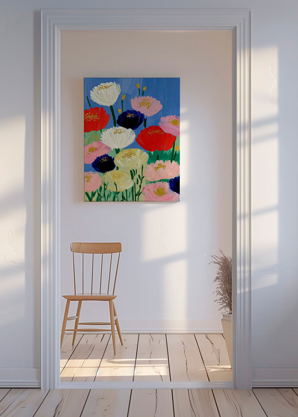 Botanisk poster med målade penselblommor