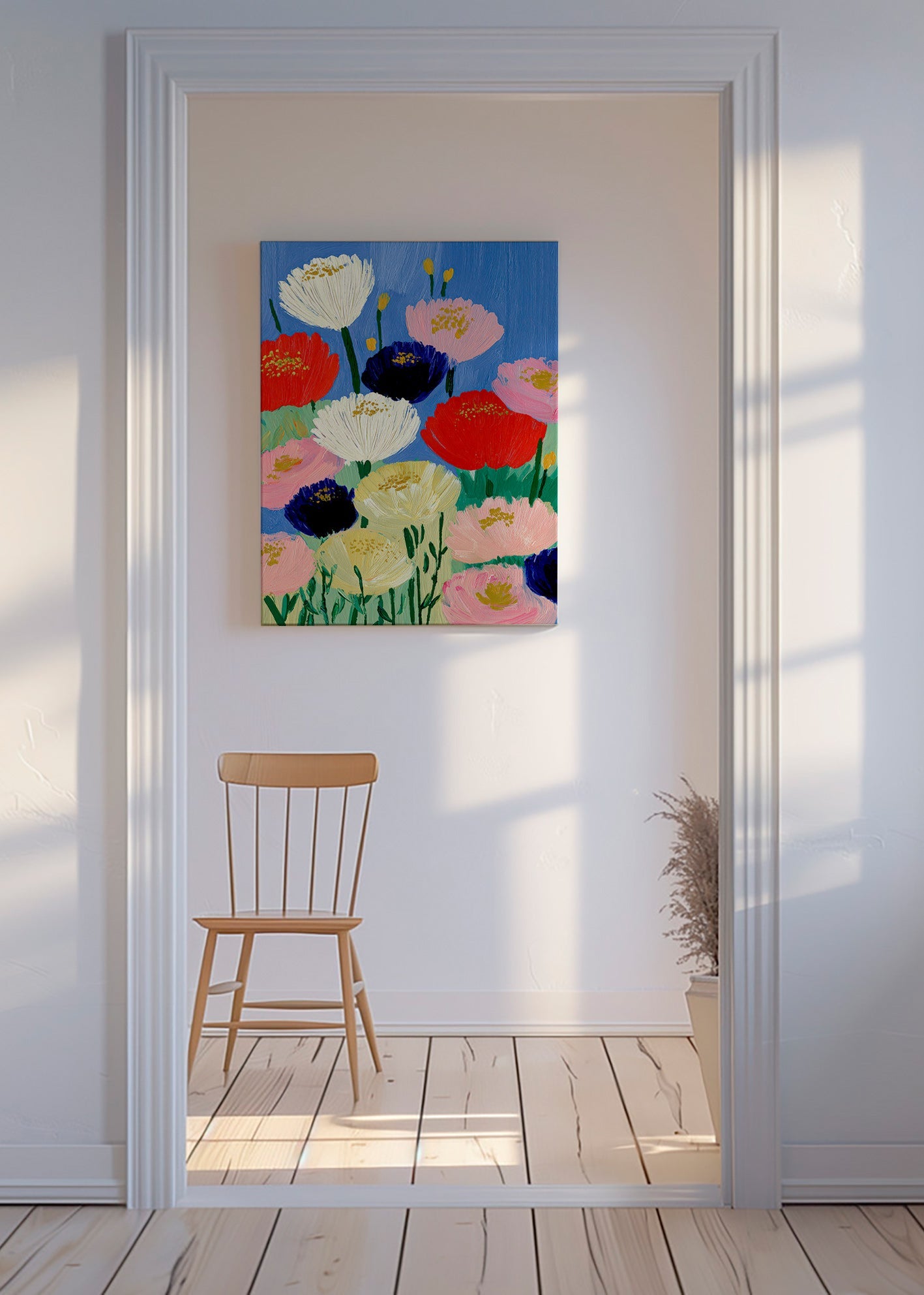 Botanisk poster med målade penselblommor