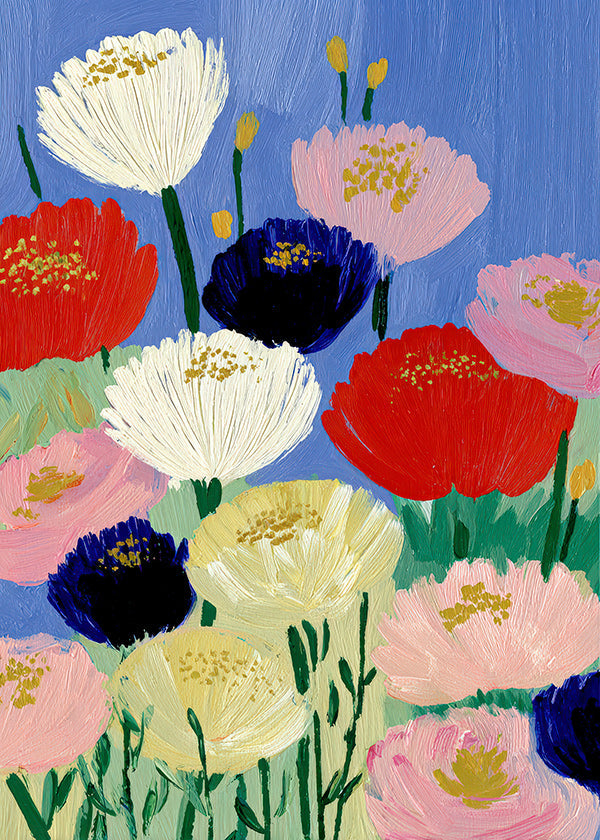 Botanisk poster med målade penselblommor
