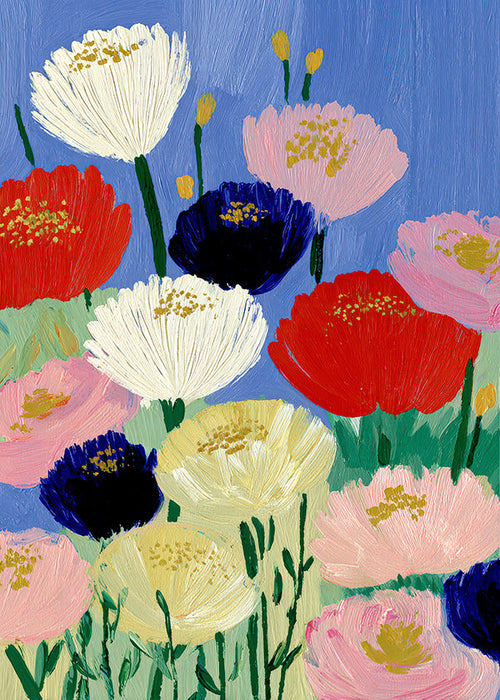 Botanisk poster med målade penselblommor