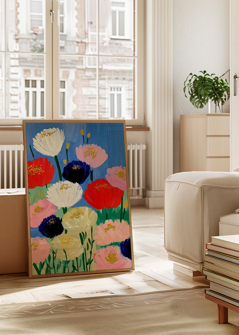 Botanisk poster med målade penselblommor