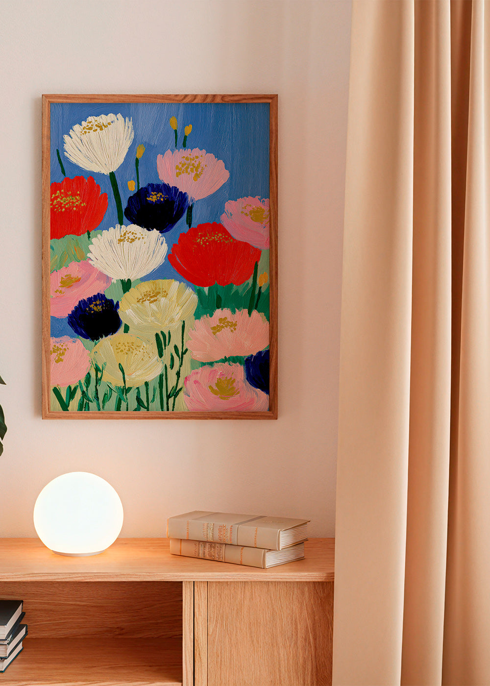 Botanisk poster med målade penselblommor