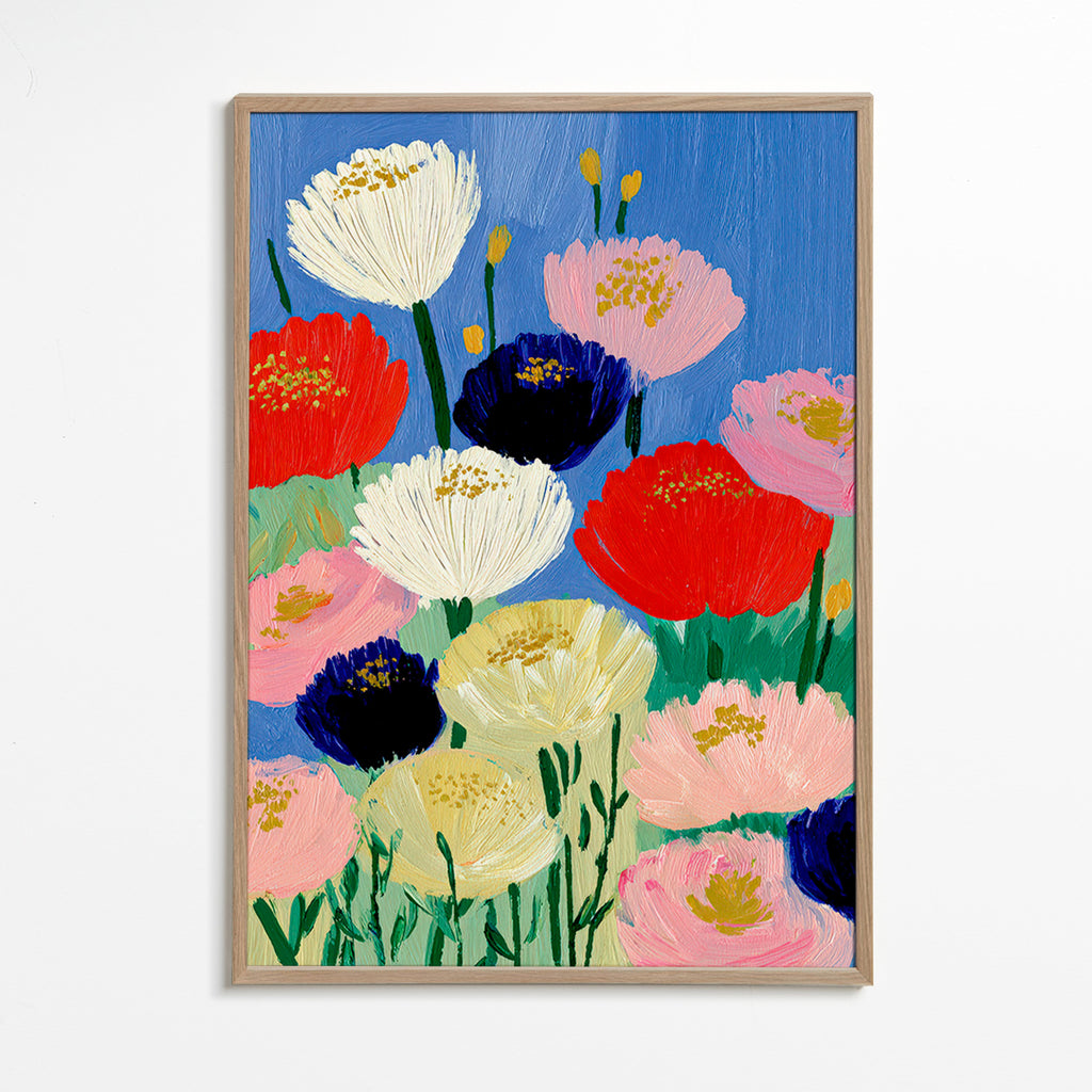 Botanisk poster med målade penselblommor