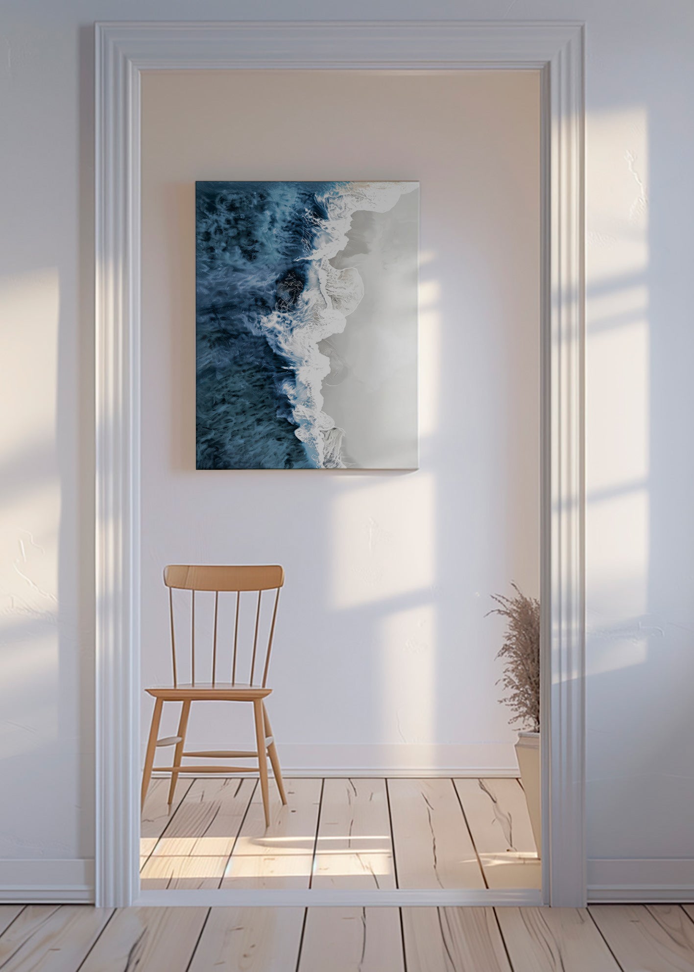 Cuadro de paisaje med luftvågor och grafiskt skum