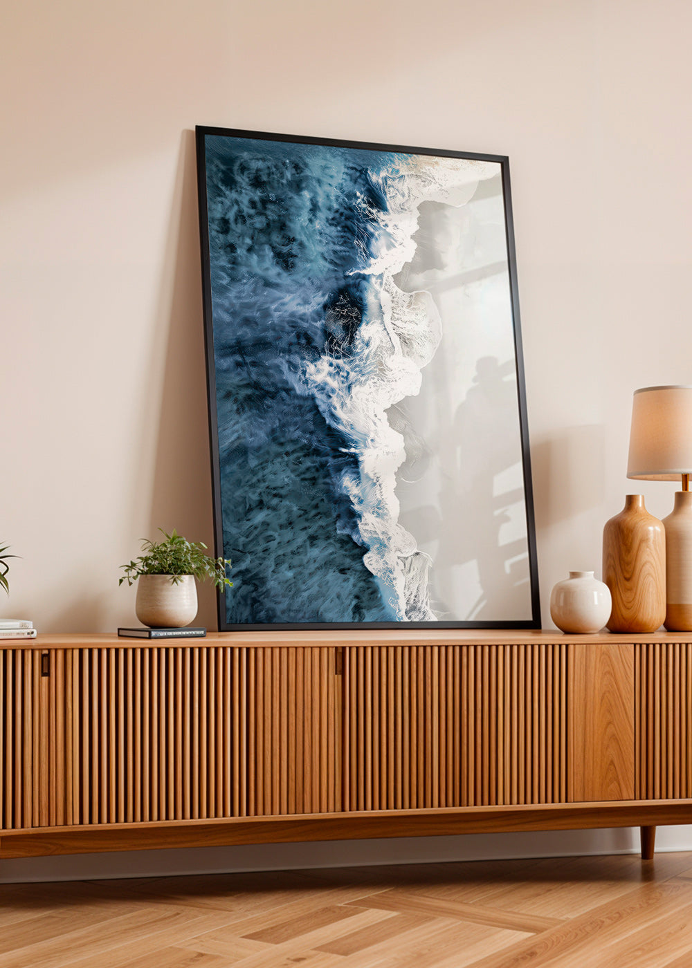 Cuadro de paisaje med luftvågor och grafiskt skum