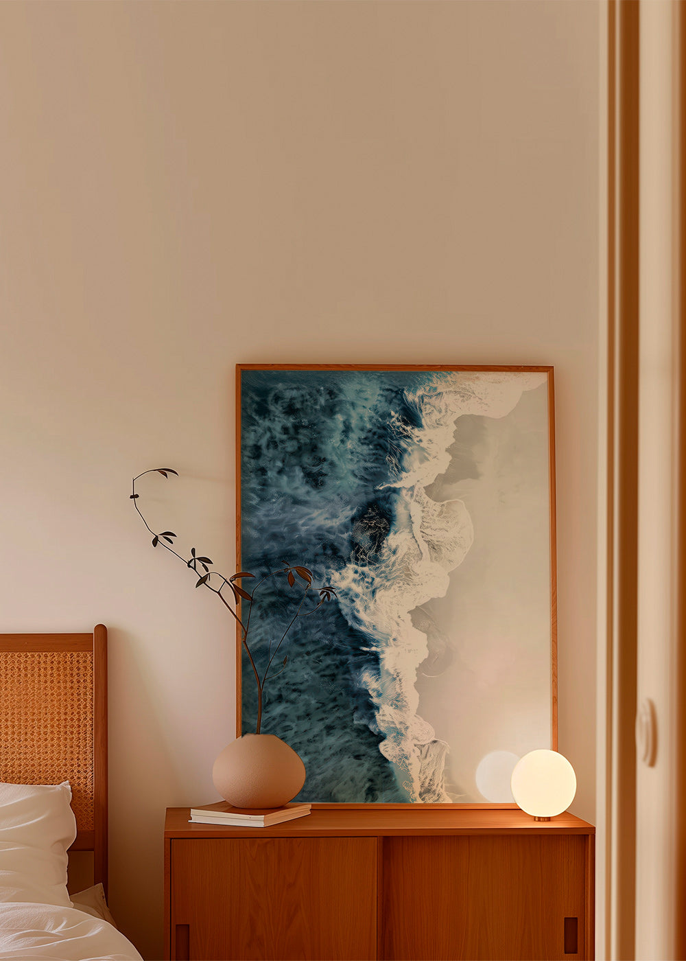 Cuadro de paisaje med luftvågor och grafiskt skum