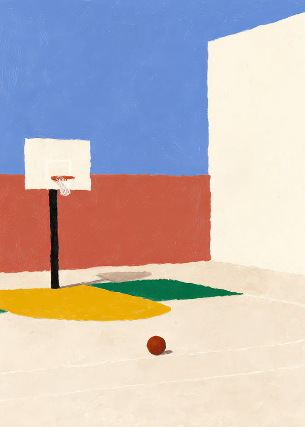 Sportkonst: minimalistisk plan med boll