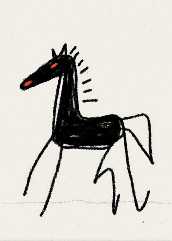 Skiss svart häst