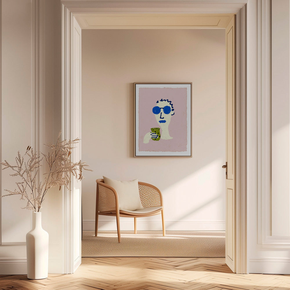 Illustration porträtt med blå solglasögon