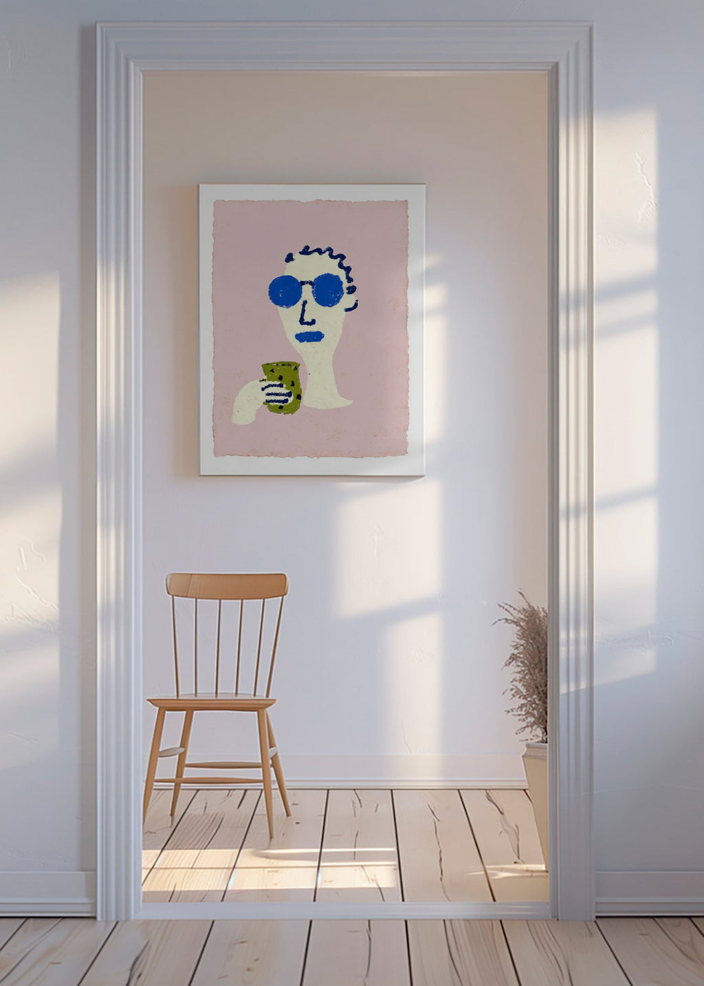 Illustration porträtt med blå solglasögon