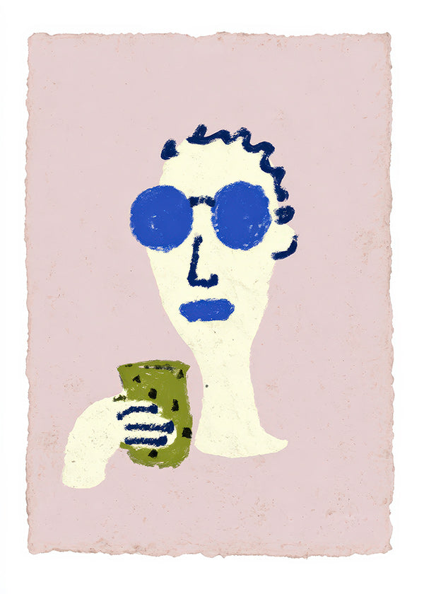 Illustration porträtt med blå solglasögon