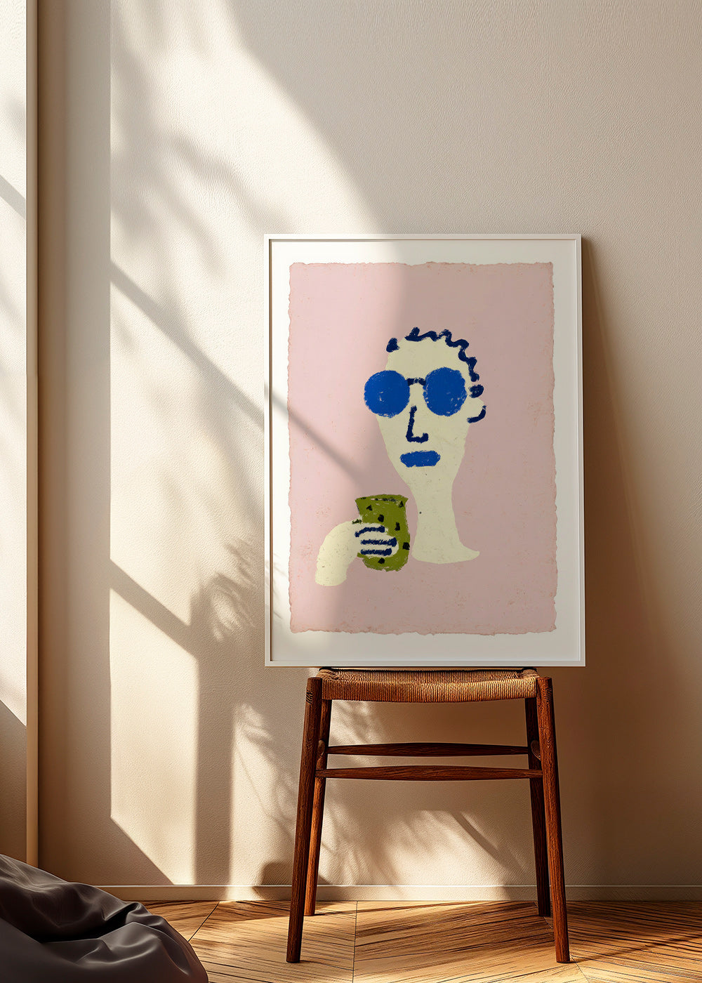 Illustration porträtt med blå solglasögon
