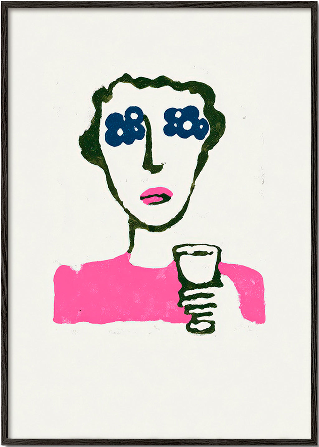 Illustration med blomögon och kopp