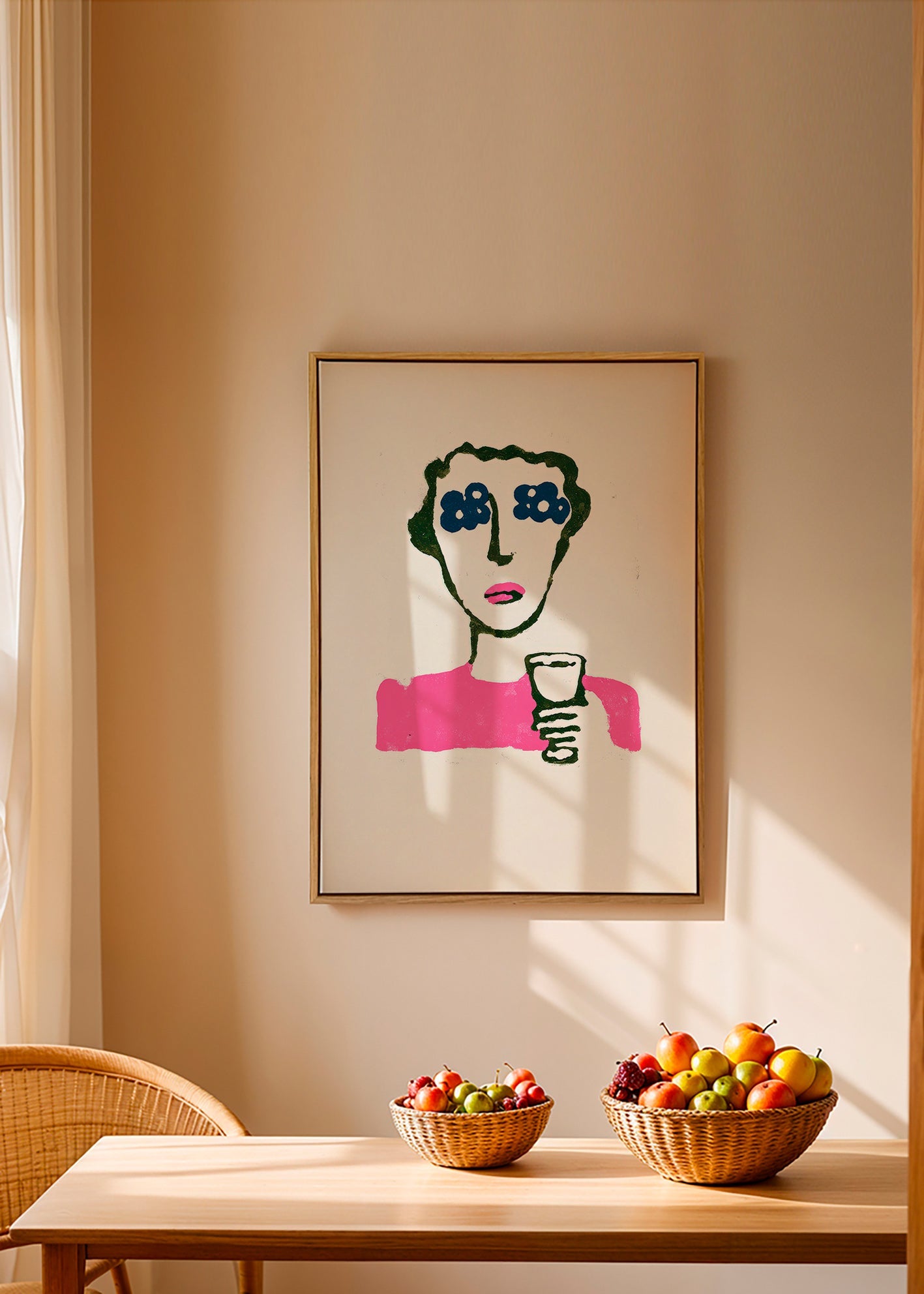 Illustration med blomögon och kopp