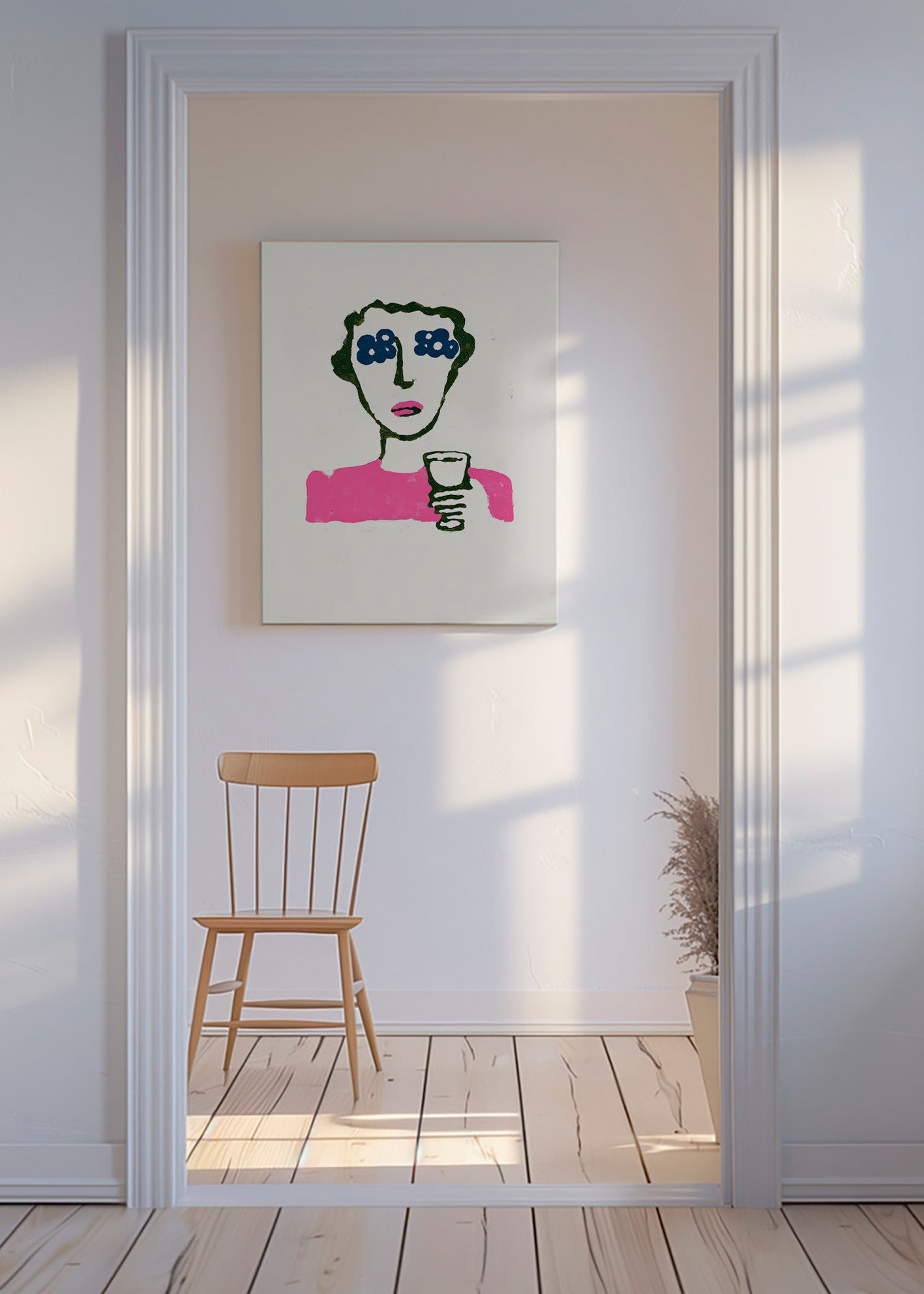 Illustration med blomögon och kopp