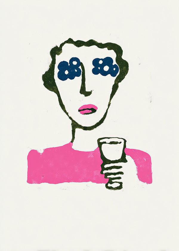Illustration med blomögon och kopp