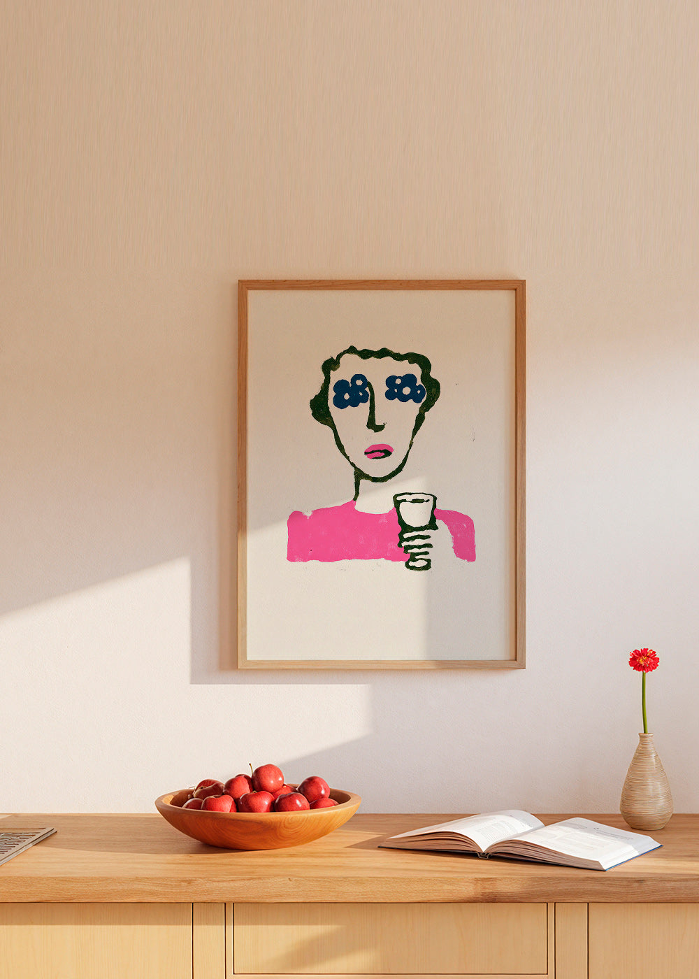 Illustration med blomögon och kopp