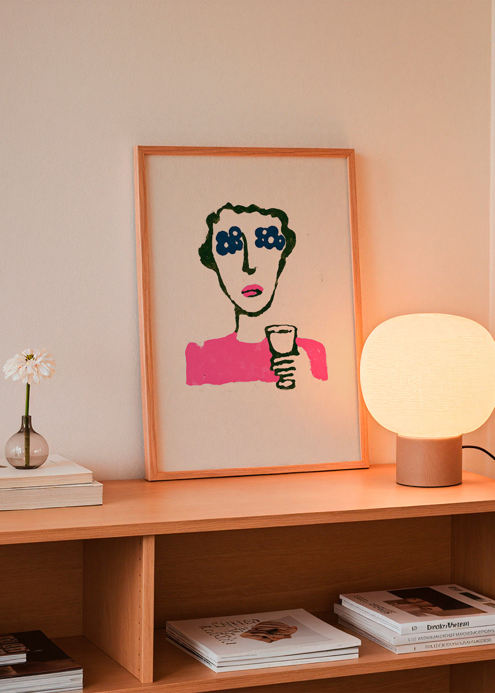 Illustration med blomögon och kopp